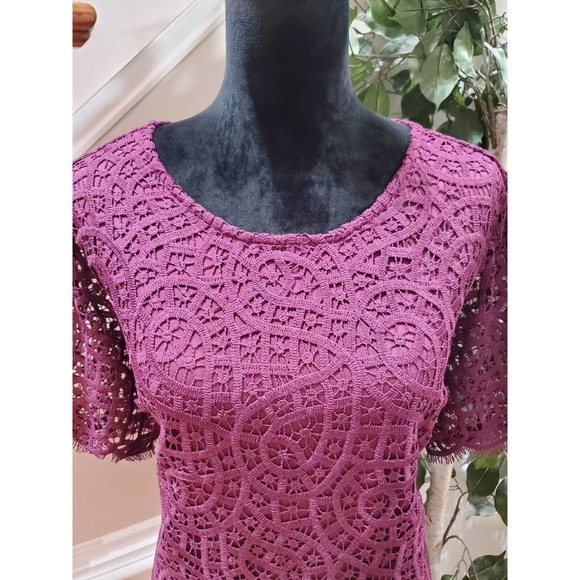 Philosophy Women's Plum Polyester Round Neck Short Sleeves Top Blouse Size XXL - Picture 2 of 14